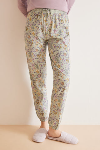 Pantalón de Algodón con Estampado Floral