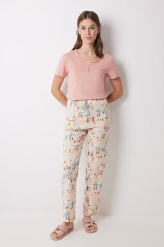 Pantalón con Cintura Elástica Estampado