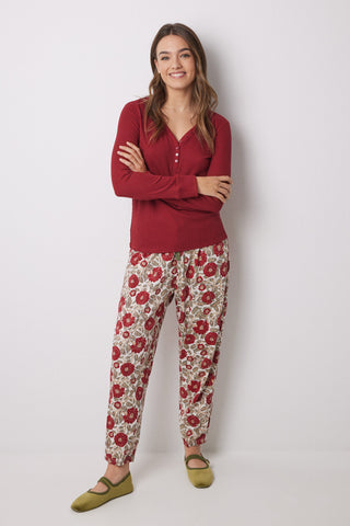 Pantalón con Cintura Elástica Estampado Floral