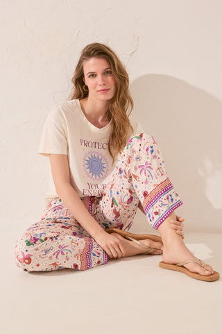 Pantalón con Cintura Elástica Estampado