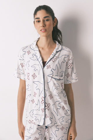 Set de Pijama 2 Piezas con Estampado Pájaros