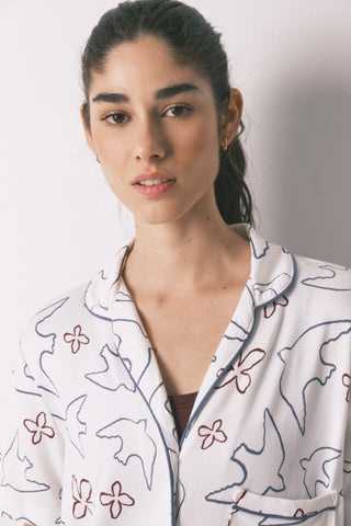 Set de Pijama 2 Piezas con Estampado Pájaros