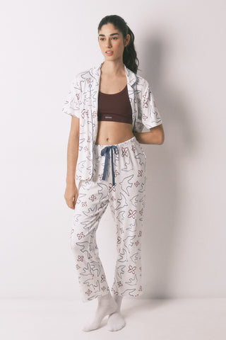Set de Pijama 2 Piezas con Estampado Pájaros