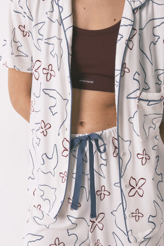 Set de Pijama 2 Piezas con Estampado Pájaros