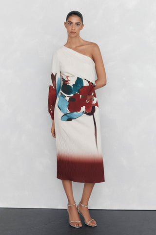 Vestido Asimétrico con Estampado Floral