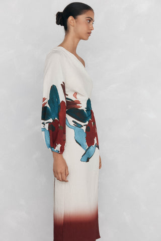 Vestido Asimétrico con Estampado Floral