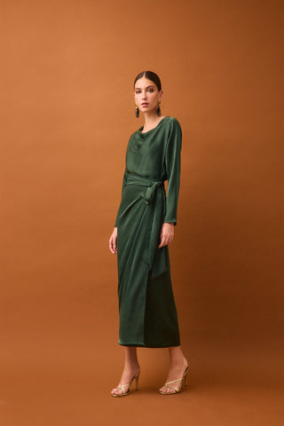 Vestido M/L Satinado Textura.