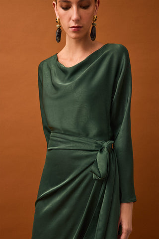 Vestido M/L Satinado Textura.