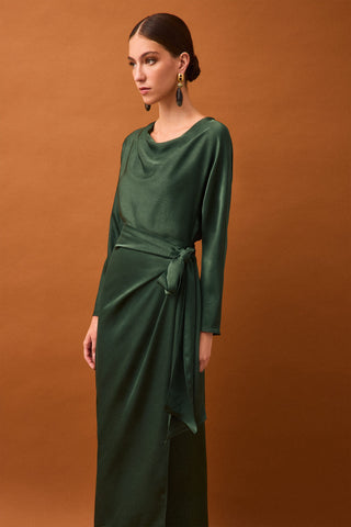 Vestido M/L Satinado Textura.