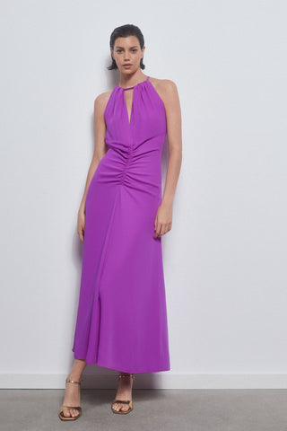 Vestido Halter con Detalle Fruncido