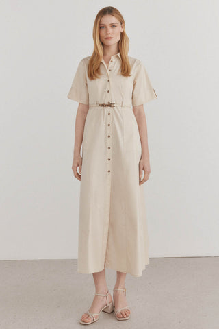 Vestido Manga Corta Estilo Camisero