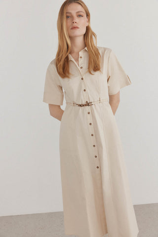 Vestido Manga Corta Estilo Camisero