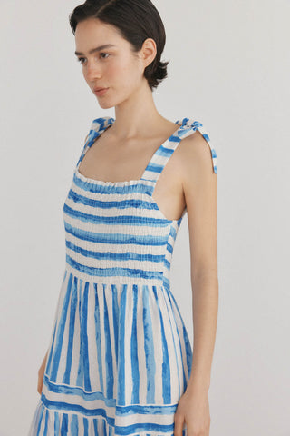 Vestido Largo de Tirantes Estampado Rayas