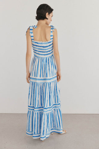 Vestido Largo de Tirantes Estampado Rayas