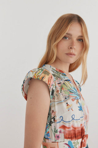 Vestido Manga con Volumen Estampado Floral