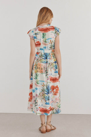 Vestido Manga con Volumen Estampado Floral