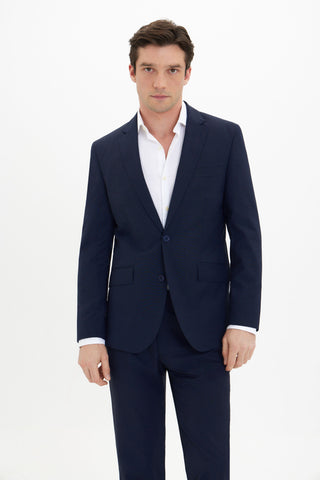 Blazer Slim Fit con Tejido de Cuadros