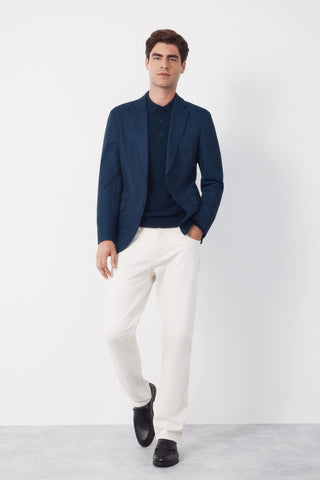Slim Fit Knit Blazer with Pockets