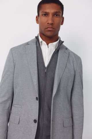 Slim Fit Knit Blazer with Pockets