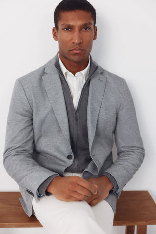 Slim Fit Knit Blazer with Pockets