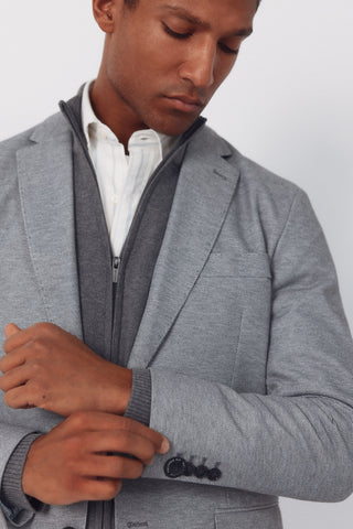 Slim Fit Knit Blazer with Pockets