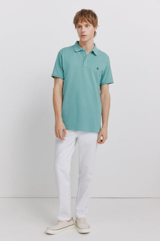Slim Fit Short Sleeve Polo Shirt with Embroidered Logo