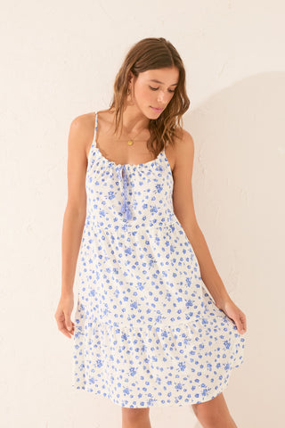 Vestido Cuello Redondo con Lazo Estampado