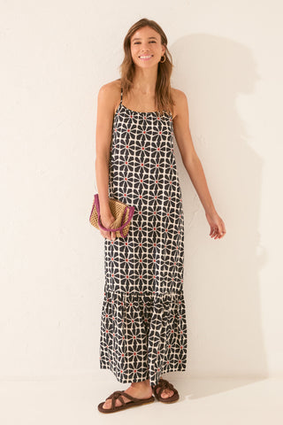 Vestido Largo de Tirantes con Estampado Floral