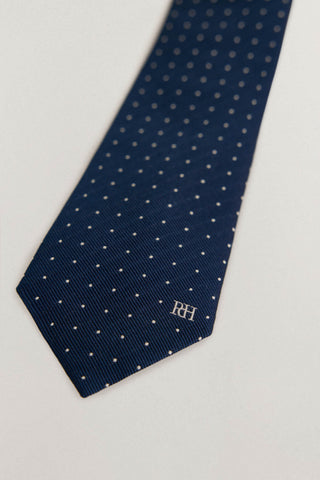 Corbata de Seda Natural con Estampado de Puntos