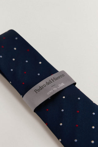 Corbata de Seda Natural con Estampado de Puntos