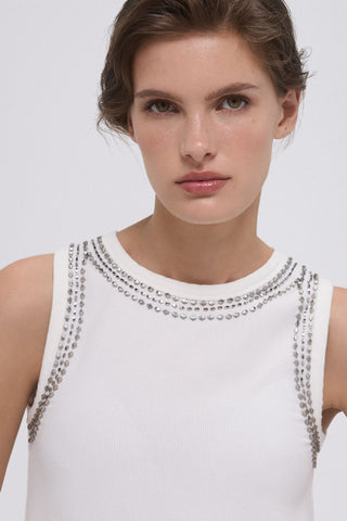 Camiseta sin Mangas con Detalle Tachas
