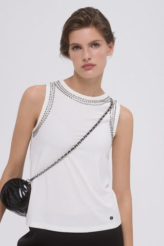 Camiseta sin Mangas con Detalle Tachas