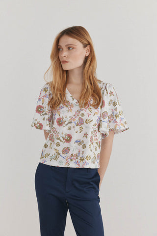Camiseta Manga Corta con Estampado Floral