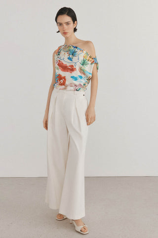 Camiseta  Asimétrica con Estampado Floral