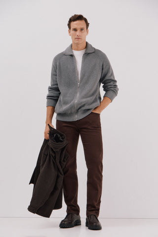 Cárdigan con Cremallera de Algodón