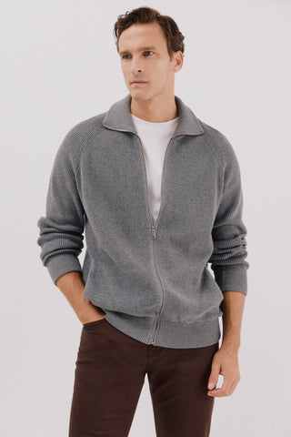 Cárdigan con Cremallera de Algodón