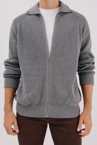 Cárdigan con Cremallera de Algodón
