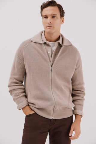 Cárdigan con Cremallera de Algodón