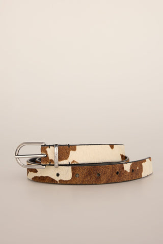Cinturón con Estampado Animal Print de Piel, Mujer