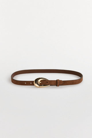 Cinturón con Hebilla Ovalada de Piel, Mujer