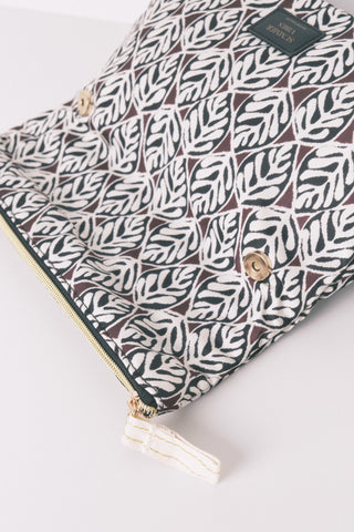 Neceser Grande Acolchado Estampado Hojas