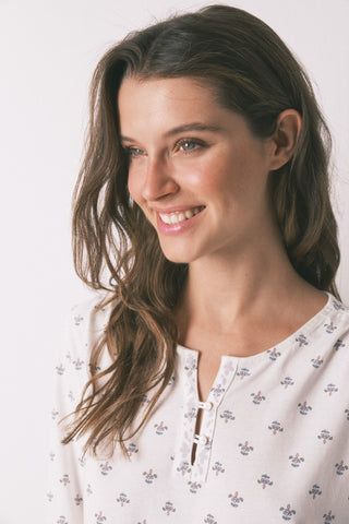 Pijama Manga Larga con Estampado Floral