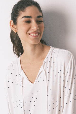 Pijama Manga Larga con Estampado Puntos