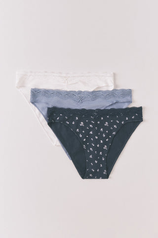 Paquete de 3 Bragas con Detalle Encaje