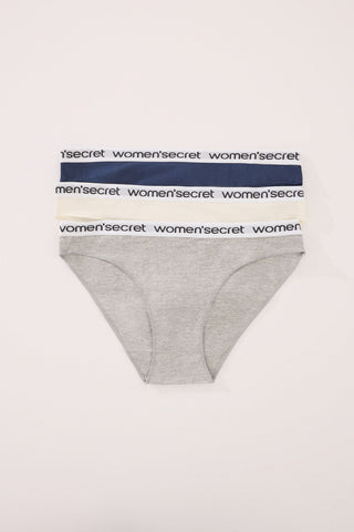 Set de 3 Bragas de Algodón con Logo