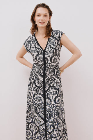 Vestido con Escote Pico Estampado Floral