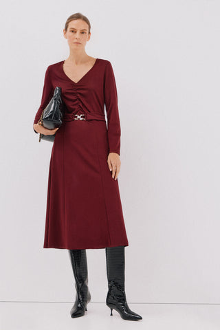 Vestido Detalle Fruncido con Cinturón