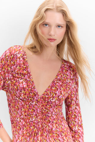 Vestido Fruncido con Estampado