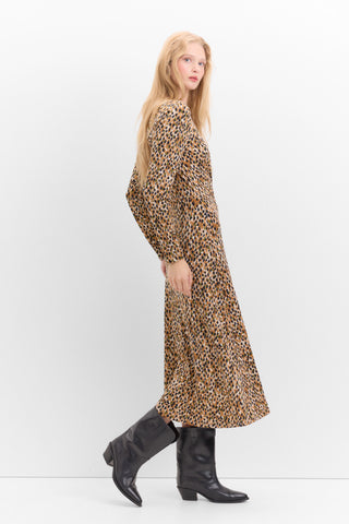 Vestido Manga Larga con Detalle Fruncido