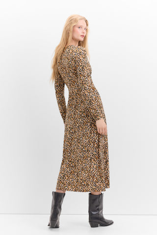 Vestido Manga Larga con Detalle Fruncido